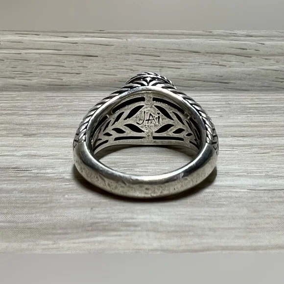 Designer JAI John Hardy Sterling Silver/14 K Gold Basket Weave Ring, Size 5 - Picture 3 of 8